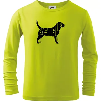 Chlapecké oblečení Bígl - nápis v těle - Triko dětské Long Sleeve - 104-110cm / 3-4 roky ( Limetková )