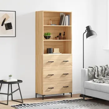přebalovací pult a komoda Skříň highboard dub sonoma 69,5 x 34 x 180 cm kompozitní dřevo Hnědá3189384