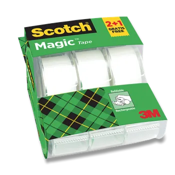 Lepicí páska 3M Scotch Magic Tape - lepicí páska v zásobníku - 19 mm × 7,5 m, 2 + 1 ks
