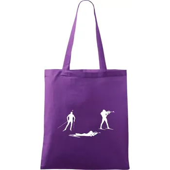 Biatlonistka závod - Taška bavlněná - 42 x 38 cm ( Fialová )