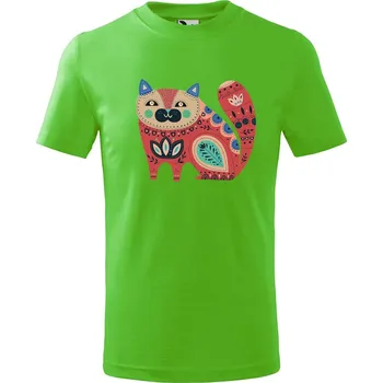 Dětské tričko Kočka z květin Velikost: 146/10 let, Barva trička: Apple green