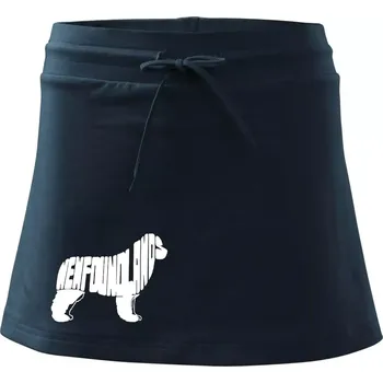 Dámská sukně Novofundlandský pes - nápis v tělě - Sportovní sukně - two in one - XS ( Námořní modrá (velmi tmavá - téměř černá) )