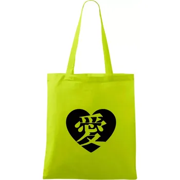 Láska japonština čínština - Taška bavlněná - 42 x 38 cm ( Limetková )