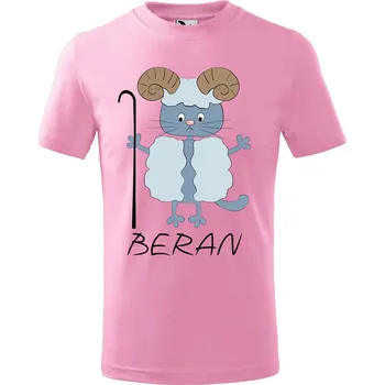 Chlapecké tričko Dětské tričko Zvěrokruh kočky Beran Velikost: 158/12 let, Barva trička: Růžová
