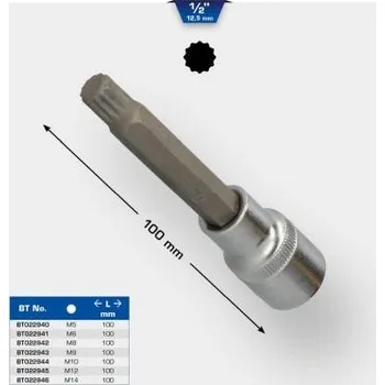 Gola hlavice Brilliant Tools BT022945 Nástrčný ořech s bitem 1/2", mnohozub, délka 100 mm, M12
