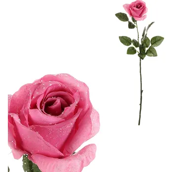 Růže - umělá řezaná, růžová, jemně ojíněná - NL0212 PINK