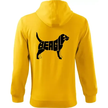 Pánská mikina Bígl - nápis v těle - Mikina s kapucí na zip trendy zipper - M ( Žlutá )
