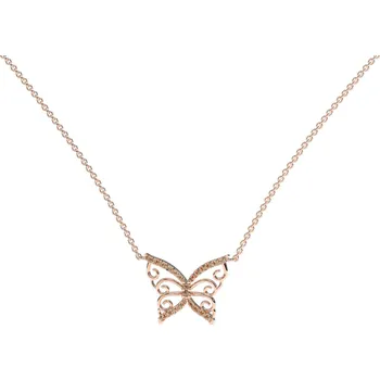 Náhrdelník Náhrdelník s hnědými a bílými diamanty Shiny Butterfly