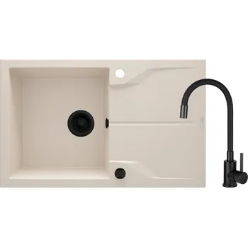 Granitový dřez Deante Dřez Andante s dřezovou baterií, s odkapávačem, granit - ZQNN5113