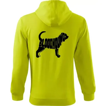Pánská mikina Bloodhound nápis v těle - Mikina s kapucí na zip trendy zipper - 2XL ( Limetková )