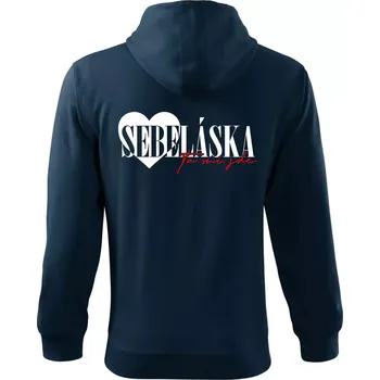 Pánská mikina Sebeláska ta mi jde - Mikina s kapucí na zip trendy zipper - XL ( Námořní modrá (velmi tmavá - téměř černá) )