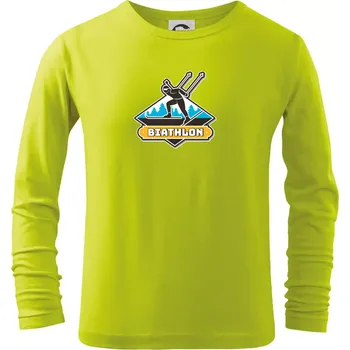 Dětská móda Biathlon logo - Triko dětské Long Sleeve - 122 cm/6 let ( Limetková )