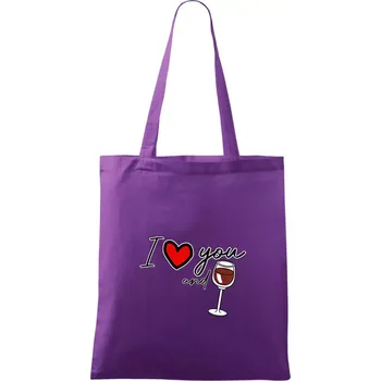 Nákupní taška I love you and red wine - Taška bavlněná - 42 x 38 cm ( Fialová )