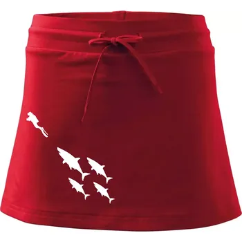 Dámská sukně Potápěč žraloci - Sportovní sukně - two in one - XS ( Červená )