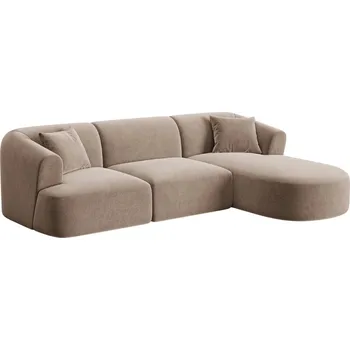 Pohovka Cosmopolitan Design Béžová sametová rohová pohovka Campi 256 cm, pravá