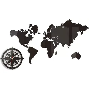 Hodiny 3D nalepovací hodiny World wenge