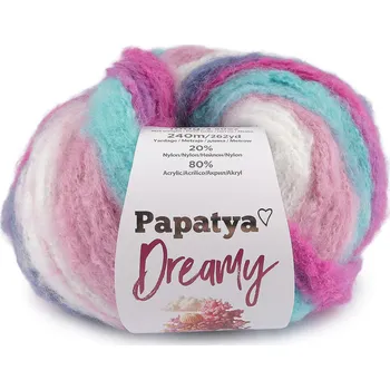 Příze Pletací příze Papatya Dreamy 100 g, barva 4 (07) tyrkysová růžová