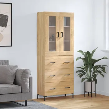 přebalovací pult a komoda Skříň highboard dub sonoma 69,5 x 34 x 180 cm kompozitní dřevo Hnědá3198404