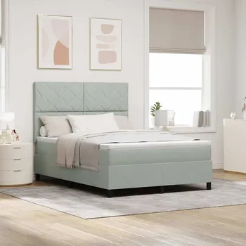 Postel vidaXL Postel s boxspringem s matrací Světle šedá 140 x 190 cm textil [3339896]