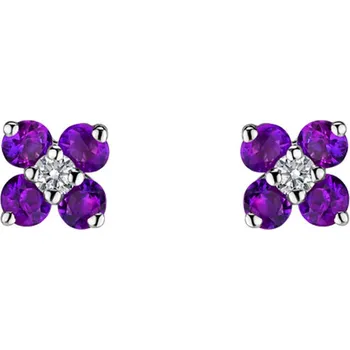 Náušnice Náušnice s diamantem a ametysty Divine Bloom
