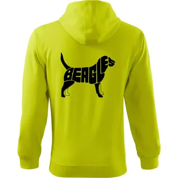 Pánská mikina Bígl - nápis v těle - Mikina s kapucí na zip trendy zipper - XL ( Limetková )