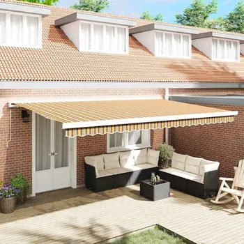 Markýza vidaXL Budsorovatelné zastřešení Vícebarevný 500 ×300 cm Textil a kov [3331309]