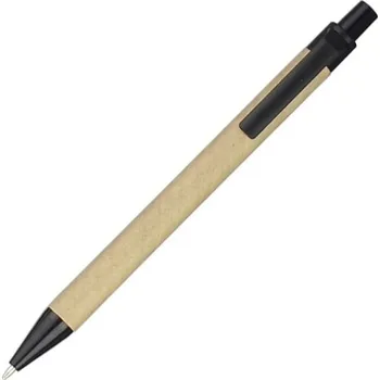 Ekologické papírové kuličkové pero s černým inkoustem 14 cm Hrot 1 mm Recyklovatelný reklamní dárek Šetrné k životnímu prostředí Eko kancelář černá