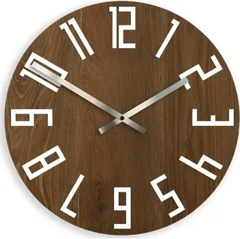 Hodiny Nástěnné hodiny slim Dub tmavě hnědé