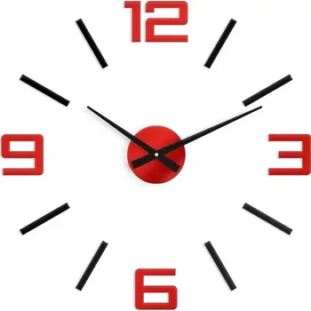 Hodiny 3D nalepovací hodiny Reden černo-červené