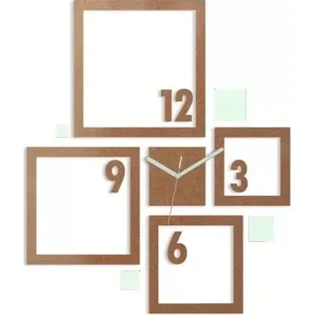 Hodiny 3D nalepovací hodiny Quadrat měděné