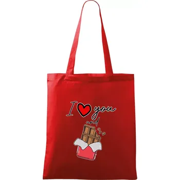 I love you and chocolate - Taška bavlněná - 42 x 38 cm ( Červená )
