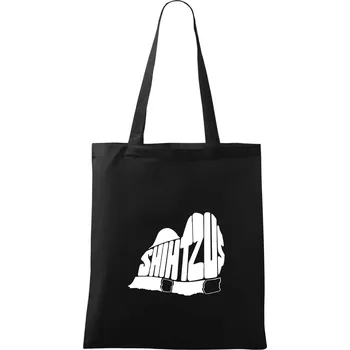 Nákupní taška Shih-tzu - nápis v těle - Taška bavlněná - 42 x 38 cm ( Černá )