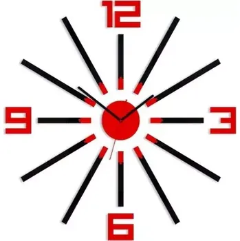 Hodiny 3D nalepovací hodiny Sheen černo-červené