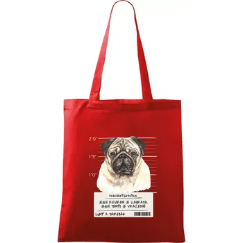 Nákupní taška Lump a darebák mopsík - Taška bavlněná - 42 x 38 cm ( Červená )