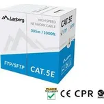 LANBERG LAN KABEL CAT.5E FTP 305M PEVNÝ CU ŠEDÝ CPR + FLUKE PASSED