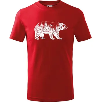 Dětská móda DOBRÝ TRIKO Dětské tričko s potiskem Medvěd Velikost: 146/10 let, Barva: Červená