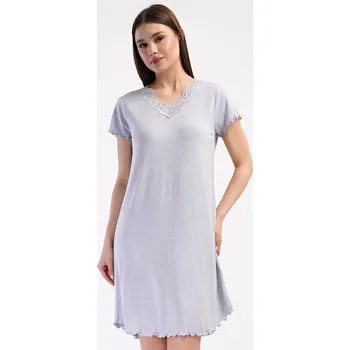 Dámské noční prádlo Vienetta Dámská noční košile s krátkým rukávem Winter Barva: Šedá - světle, Velikost: 2XL