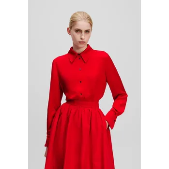 Dámská košile KOŠILE KARL LAGERFELD FLUID BUTTON DOWN SHIRT RACING RED