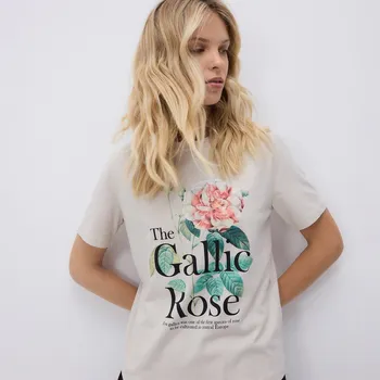 Dámské tričko Reserved - Tričko s potiskem - béžová - 529GA-08X - 529GA-08X-L