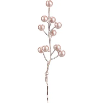 Bobule na drátku - růžové s perletí, cena za balení (24 ks) - PRA019 PINK-PEARL