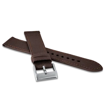 Řemínek na hodinky LAVVU Hnědý řemínek z nylonu a luxusní kůže Top Grain - 18 LSABC18