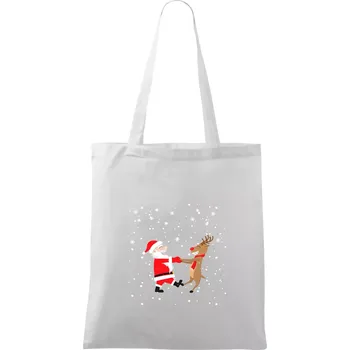 Tancující Santa a sob - Taška bavlněná - 42 x 38 cm ( Bílá )