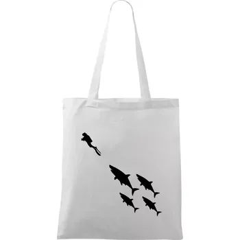 Potápěč žraloci - Taška bavlněná - 42 x 38 cm ( Bílá )