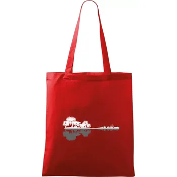 Nákupní taška Kytara příroda - Taška bavlněná - 42 x 38 cm ( Červená )