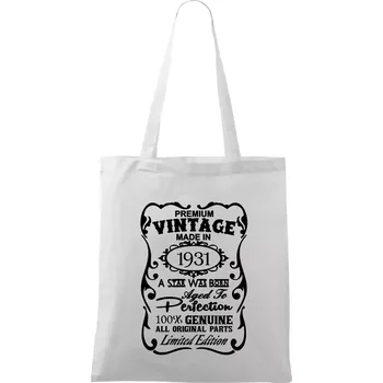 Nákupní taška Vintage Etiketa - 1931 - Taška bavlněná - 42 x 38 cm ( Bílá )
