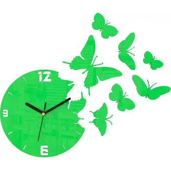 Hodiny 3D nalepovací hodiny Butterflies zelené