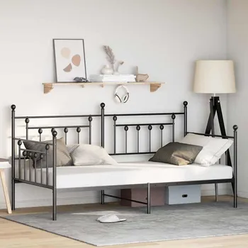 Postel vidaXL Rám pohovky s čelo Černá 90 x 190 cm Ocel [42002658]
