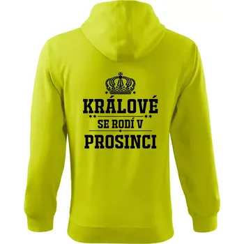 Pánská mikina Králové se rodí v prosinci - Mikina s kapucí na zip trendy zipper - 2XL ( Limetková )