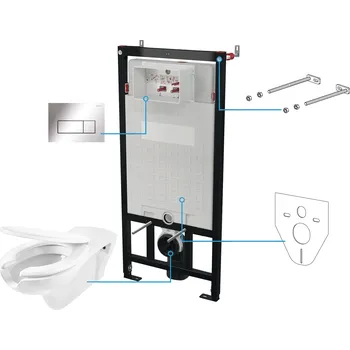Klozet Deante WC set Vital 6v1, podomítkový systém + toaleta - CDVS6WPW