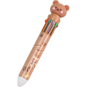 Kuličkové pero 10 barev Roztomilý kreslený medvídek Vícebarevné pero 15 x 3 x 2 cm Školní a kancelářské potřeby pro děti i dospělé